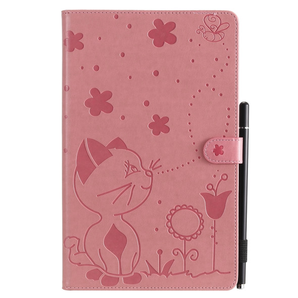 For Samsung Galaxy Tab A9.7 T550 Cat Bee Embossing Pattern Shockproof Table PC Protective Horizontal Flip Leather Case with Holder & Card Slots & Wallet & Pen Slot & Wake-up / Sleep Function(Pink)