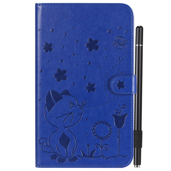 For Samsung Galaxy Tab A7.0 (2016) T280 Cat Bee Embossing Pattern Shockproof Table PC Protective Horizontal Flip Leather Case with Holder & Card Slots & Wallet & Pen Slot & Wake-up / Sleep Function(Blue)