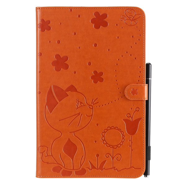 For Samsung Galaxy Tab E9.6 T560 Cat Bee Embossing Pattern Shockproof Table PC Protective Horizontal Flip Leather Case with Holder & Card Slots & Wallet & Pen Slot(Orange)