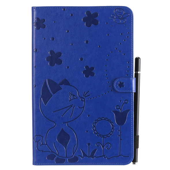 For Samsung Galaxy Tab E9.6 T560 Cat Bee Embossing Pattern Shockproof Table PC Protective Horizontal Flip Leather Case with Holder & Card Slots & Wallet & Pen Slot(Blue)