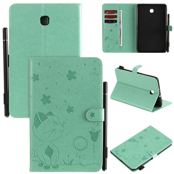 For Samsung Galaxy Tab A8.0 (2018) T387 Cat Bee Embossing Pattern Shockproof Table PC Protective Horizontal Flip Leather Case with Holder & Card Slots & Wallet & Pen Slot(Green)