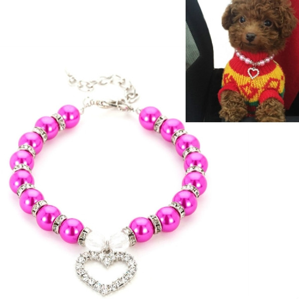 5 PCS Pet Supplies Pearl Necklace Pet Collars Cat and Dog Accessories, Size:M(Purple Red)