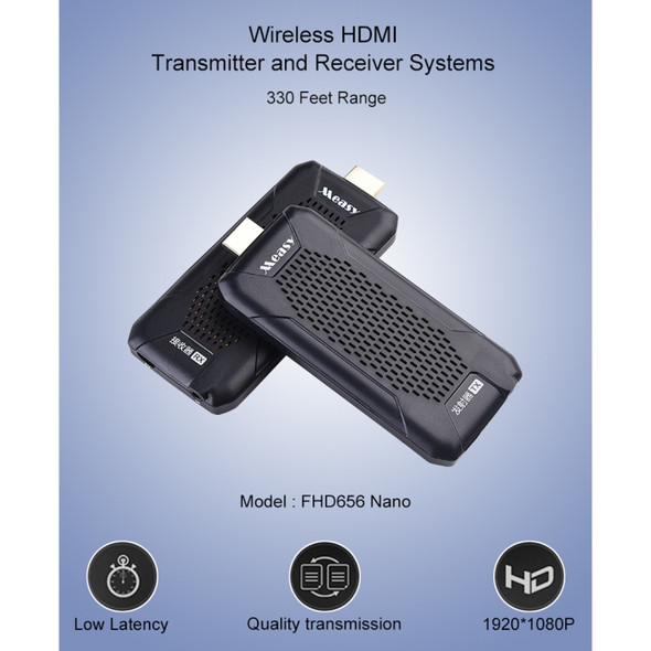 Measy FHD656 Nano 1080P HDMI 1.4 HD Wireless Audio Video Double Mini Transmitter Receiver Extender Transmission System, Transmission Distance: 100m, UK Plug