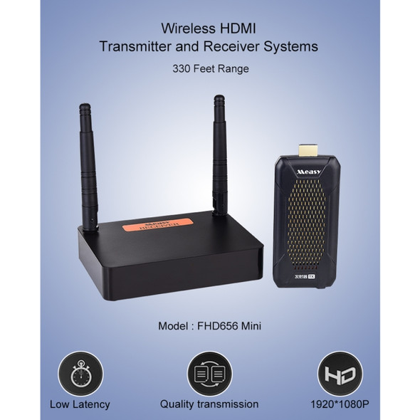 Measy FHD656 Mini 1080P HDMI 1.4 HD Wireless Audio Video Transmitter Receiver Extender Transmission System, Transmission Distance: 100m, UK Plug