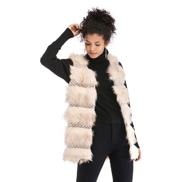 Woolen Vest Warm And Loose Long Coat (Color:Apricot Size:XL)