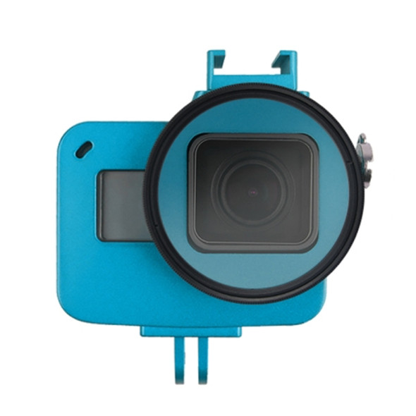Housing Shell CNC Aluminum Alloy Protective Cage with Insurance Frame & 52mm UV Lens for GoPro HERO7 Black /6 /5 (Blue)