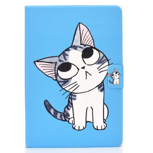 For Samsung Galaxy Tab A 9.7 T550 / T555C Voltage Painted Pattern Tablet PC Protective Leather Case with Bracket & Card Slots & Sleep / Wake-up & Anti-skid Strip(Blue Cat)