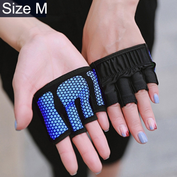 Half Finger Yoga Gloves Anti-skid Sports Gym Palm Protector, Size: M, Palm Circumference: 18cm(Blue)