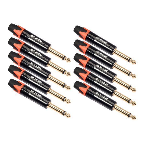 10 PCS TC202 6.35mm Gold-plated Mono Sound Welding Audio Adapter Plug(Orange)