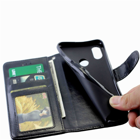 For Realme3 Crazy Horse Texture Horizontal Flip Leather Case with Holder & Card Slots & Wallet & Photo Frame(black)