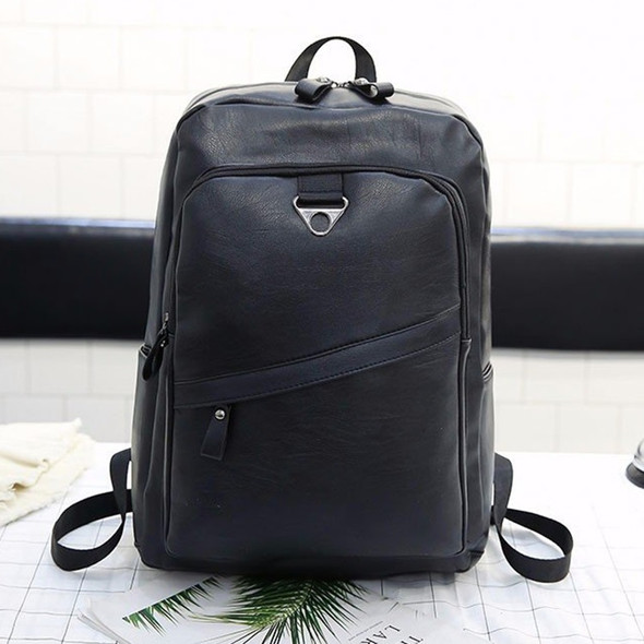 Wide Strap Casual PU Leather Double-shoulder Bag Messenger Bag for Men (Black)