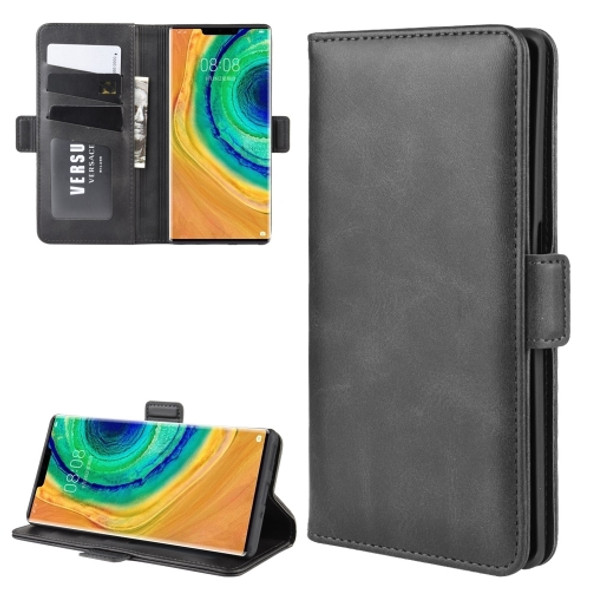 For Huawei Mate 30 Pro Double Buckle Crazy Horse Business Mobile Phone Holster with Card Wallet Bracket Function(Black)