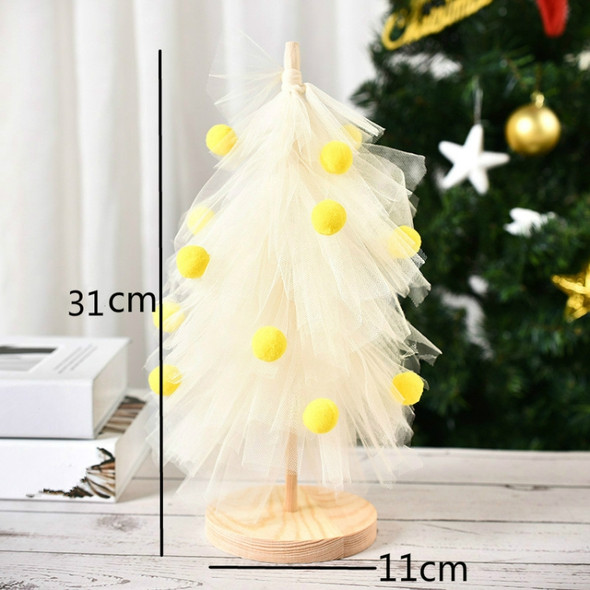 Christmas Tree Skirt Desktop Ornaments Gauze Pine Party Decorations Christmas Decorations(Yellow)