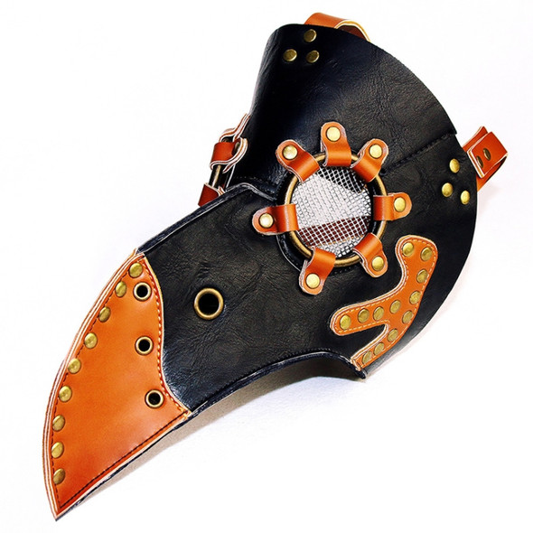 HG65007 Halloween Dress Up Props Two-color Rivets Stitching Beak Shape Mask