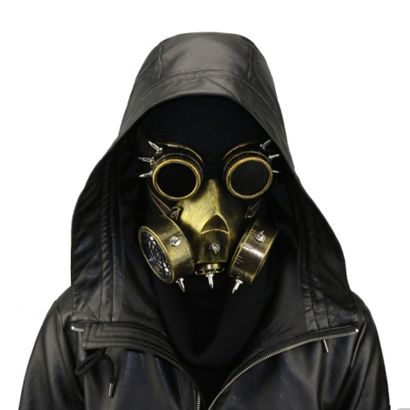 GM002 Halloween Dress Up Props Punk Style Gas Mask + Goggles Set(Gold)