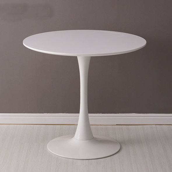 Home Round Table Coffee Shop Table Simple Leisure Wooden Round Table, Color:White(80cm)