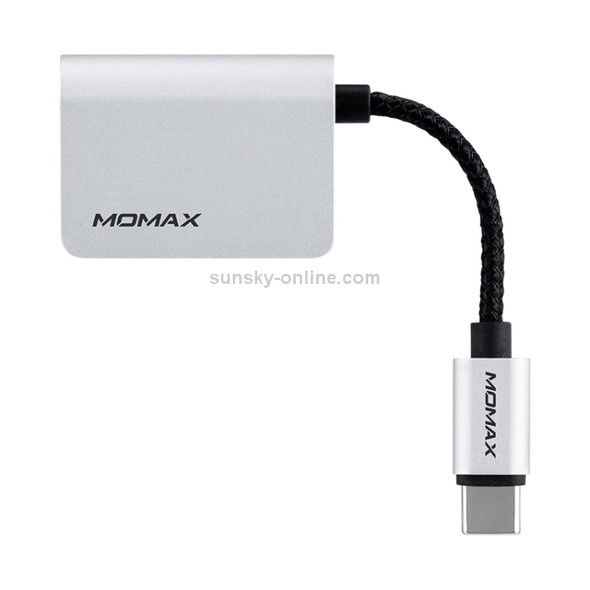 MOMAX HT2 USB-C / Type-C to Dual USB-C / Type-C + 3.5mm Jack Digital Audio Adapter(Silver)