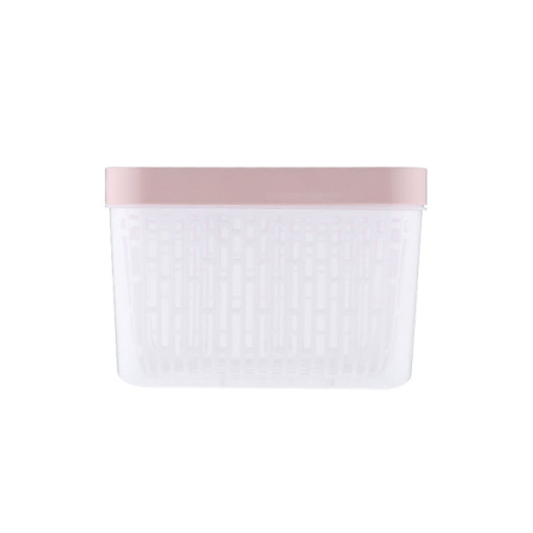 Kitchen Double Layer Vegetable Drain Basket Household Refrigerator Storage Box with Lid, Style:Square