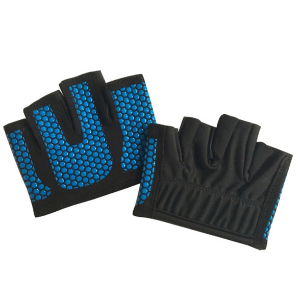 Half Finger Yoga Gloves Anti-skid Sports Gym Palm Protector, Size: L, Palm Circumference: 19cm(Blue)