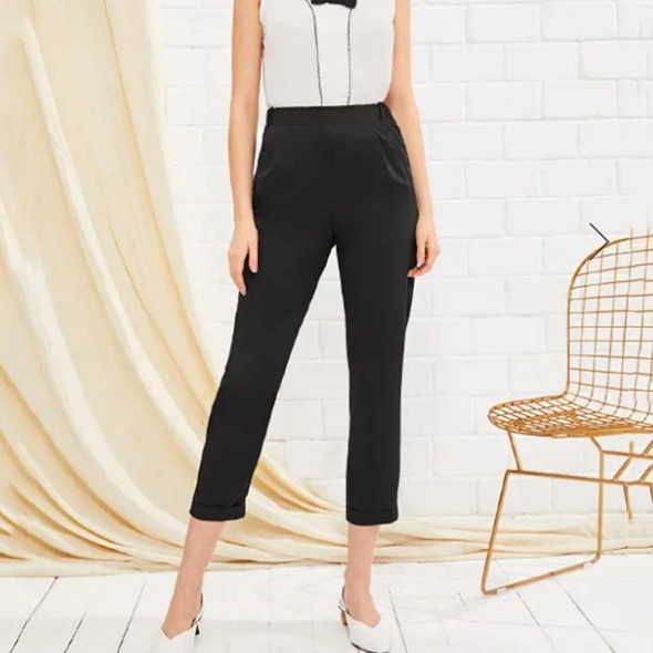 Fashion Slim Casual Pants Seventh (Color:Black Size:M)