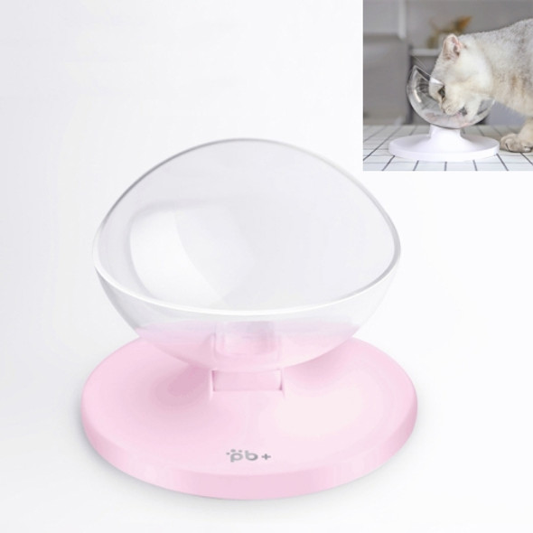 Transparent Oblique Single Bowl Protection Cervical Spine Multi-angle Adjustable Anti-skid Cat Bowl(Pink)