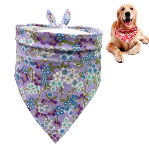 2 PCS Japanese Style Pet Triangle Towel Dog Saliva Towel Scarf(Purple)