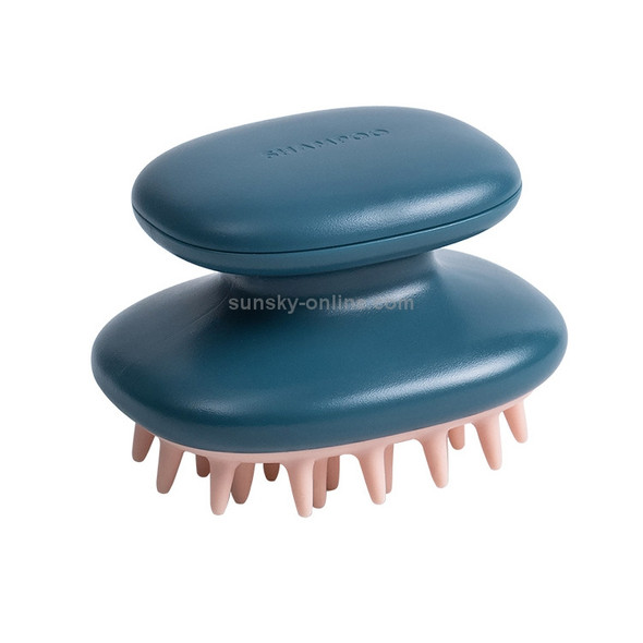 Household Shampoo Comb Silicone Massage Comb Portable Head Grab Dandruff Hair Brush(Dark Blue)