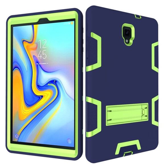 For Samsung Galaxy Tab A 10.5 T590 Shockproof PC + Silicone Protective Case，with Holder(Navy Blue Yellow Green)