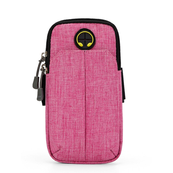Universal 6.2 inch or Under Phone Zipper Double Bag Multi-functional Sport Arm Case with Earphone Hole(Pink)