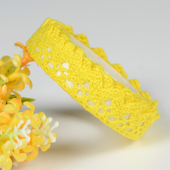 5 PCS Cotton Lace Fabric White Crochet Lace Roll Ribbon Knit Adhesive Tape Sticker Craft Decoration Stationery Supplies(Yellow)