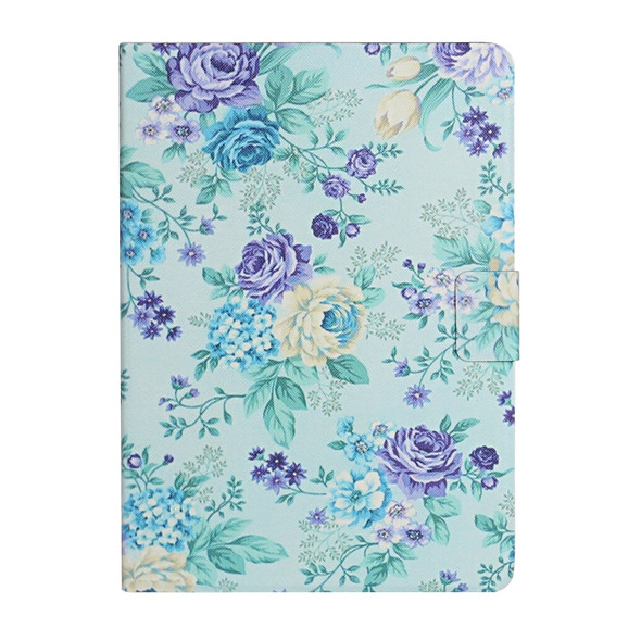 For Samsung Galaxy Tab S6  Flower Pattern Horizontal Flip Leather Case with Card Slots & Holder(Purple Flower)