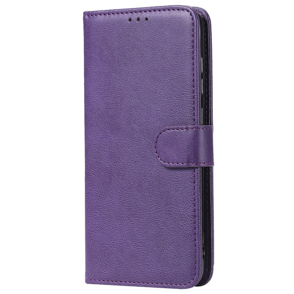 For Huawei Enjoy 9 / Y7 (2019) Solid Color Horizontal Flip Protective Case with Holder & Card Slots & Wallet & Photo Frame & Lanyard(Purple)