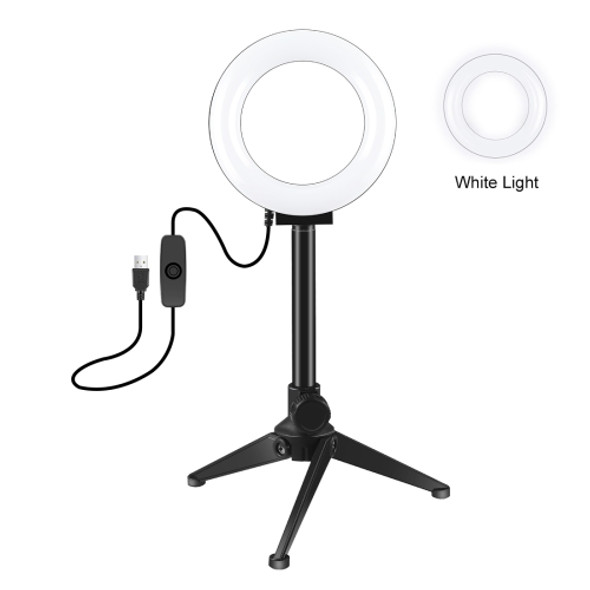 PULUZ 4.7 inch 12cm Ring Light + Desktop Tripod Selfie Stick Mount USB White Light LED Ring Vlogging Photography Video Lights Kits(Black)