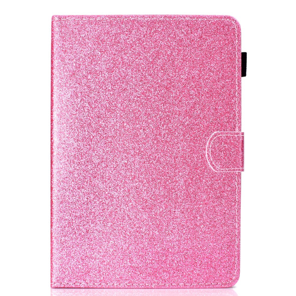 For 7 inch Tablet Varnish Glitter Powder Horizontal Flip Leather Case with Holder & Card Slot(Pink)