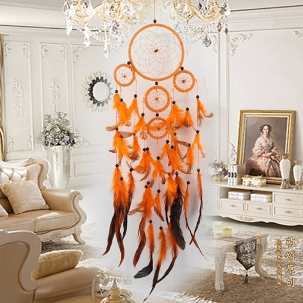Creative Hand-Woven Crafts Orange Dream Catcher Wall Hanging Jewelry