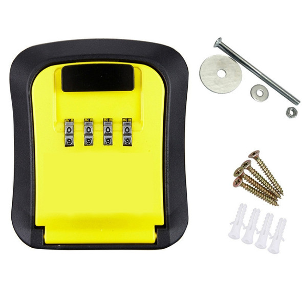Wall-Mounted Key Code Box Construction Site Home Decoration Four-Digit Code Lock Key Box(Yellow)