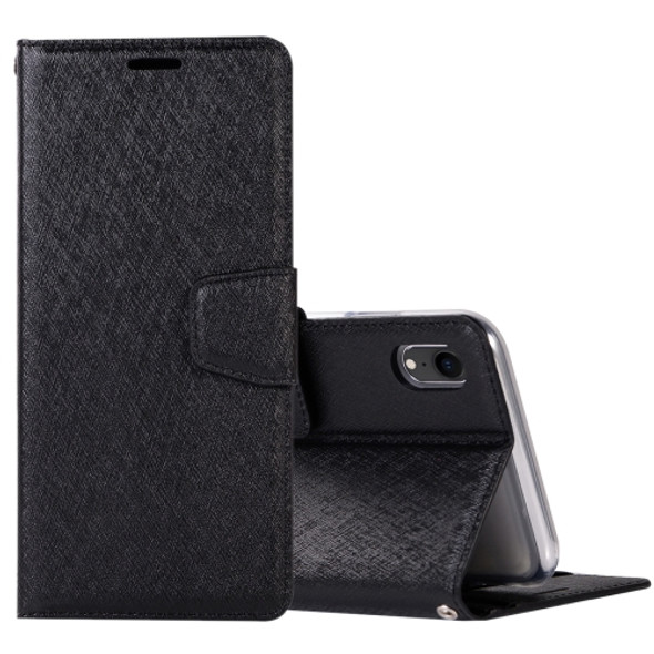 Silk Texture Horizontal Flip Leather Case for iPhone XR, with Holder & Card slots & Wallet & Photo Frame (Black)