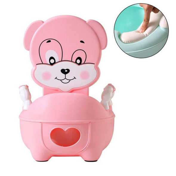 Baby Potty Toilet Bowl Training Seat Portable Urinal Comfortable Backrest Cartoon Cute Toilet(Padded pink cute dog)