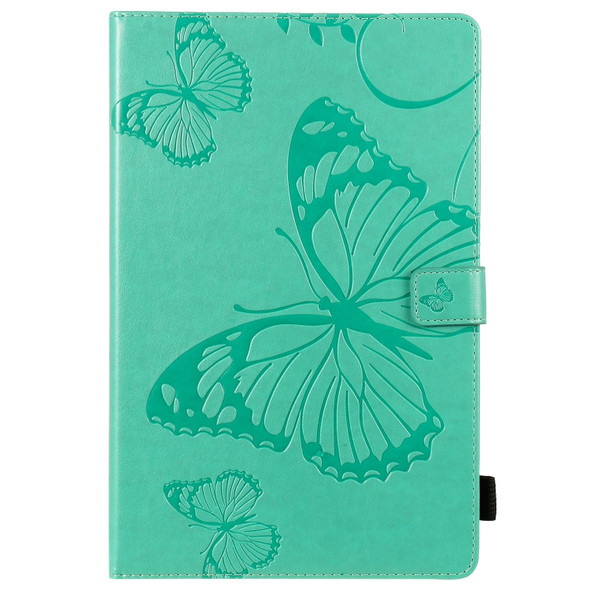 For Samsung Galaxy Tab S6 T860 Pressed Printing Butterfly Pattern Horizontal Flip Leather Case with Holder & Card Slots & Wallet & Sleep / Wake-up Function (Green)