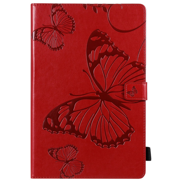 Pressed Printing Butterfly Pattern Horizontal Flip Leather Case with Holder & Card Slots & Wallet & Sleep / Wake-up Function For Samsung Galaxy Tab S6 T860(Red)