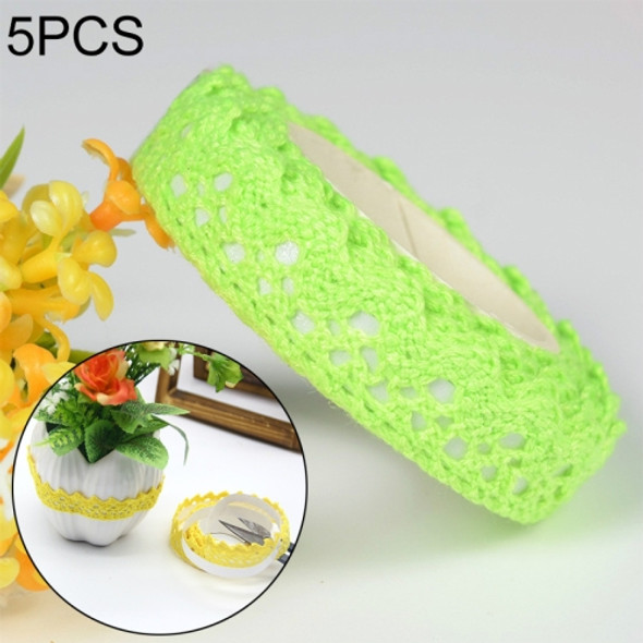 5 PCS Cotton Lace Fabric White Crochet Lace Roll Ribbon Knit Adhesive Tape Sticker Craft Decoration Stationery Supplies(Fruit Green)