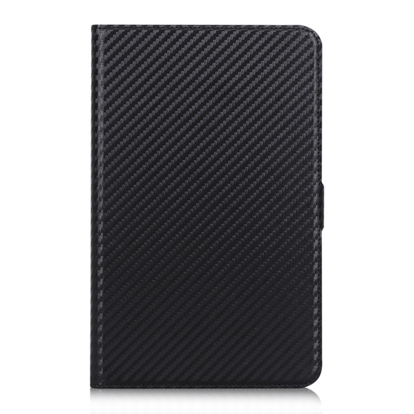 For Samsung Galaxy Tab A 8.0 (2018) T387 Ultra-thin Carbon Fiber Horizontal Flip PU Leather Case with 3-level Holder(Black)