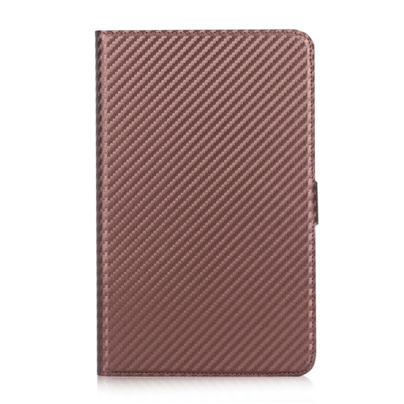 For Samsung Galaxy Tab A 8.0 (2018) T387 Ultra-thin Carbon Fiber Horizontal Flip PU Leather Case with 3-level Holder(Brown)
