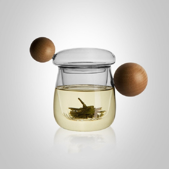 High Borosilicate Heat-resistant Glass Wooden Ball Handle Tea Cup, Style:Fun Star Cup 7B