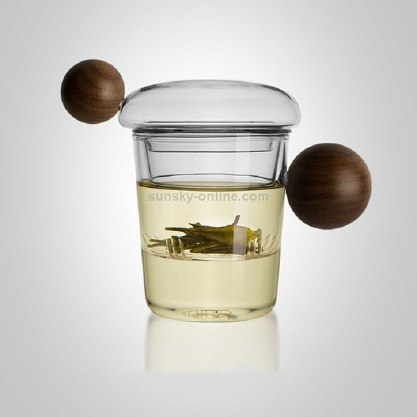 High Borosilicate Heat-resistant Glass Wooden Ball Handle Tea Cup, Style:Lexing Cup 7A