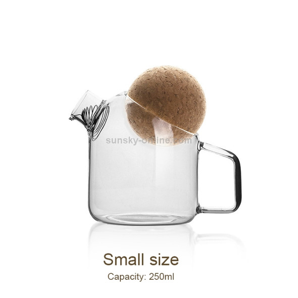 High Borosilicate Glass Cork Lid Teapot Juice Cold Kettle, Style:Small Ball