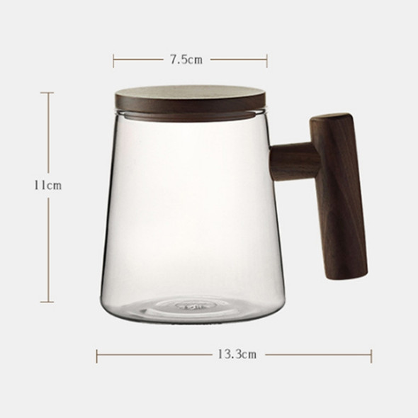 Thick Heat-resistant High Borosilicate Glass Teacup with Wooden Handle, Capacity: 300ML, Specification:7A