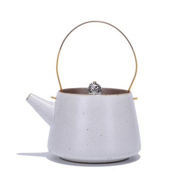 Creative Metal Glaze Lifting Beam Retro Heat-resistant Bubble Teapot, Color:White(S: 11x9.5x8.5cm)