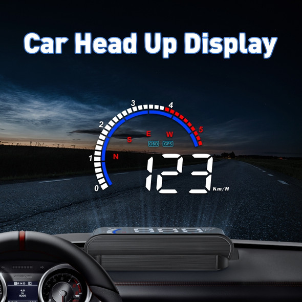 M13 Plus OBD2 + GPS Mode Car Head-up Display HUD Overspeed / Speed / Water Temperature Alarm / Eliminate Fault Codes