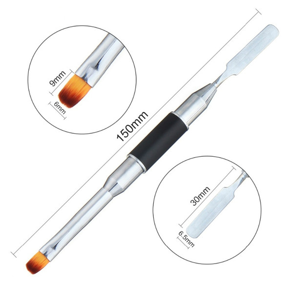 Dual Head Nail Art Acrylic UV Gel Extension Builder Drawing Brush Gel Polish Removal Spatula Stick Manicure Tool